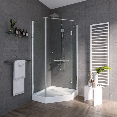 Душевой уголок Grossman Classic GR-8090 90х90 стекло прозрачное профиль белый без поддона
